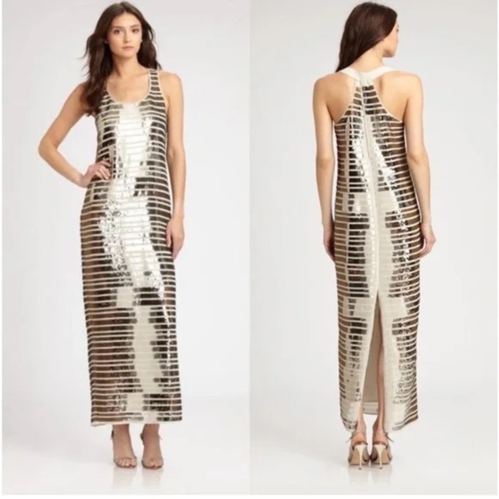 BCBG gold sequin dress